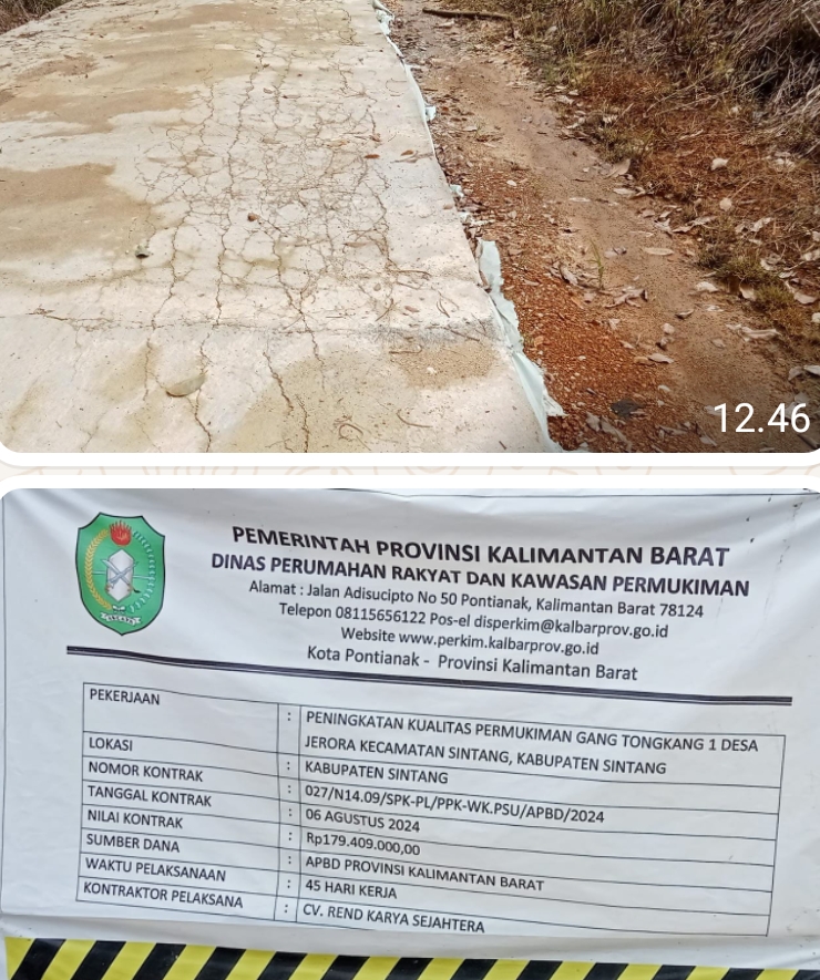 PPK Perkim Kalbar Diduga Bermain Mata: Proyek Jalan Gang Tongkang 1 Jadi Sorotan