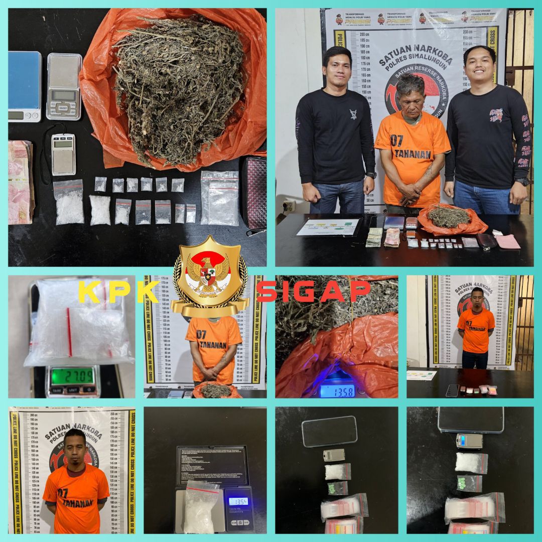 Sepak Terjang Sat Narkoba Polres Simalungun Bekuk Dua Bandar Narkoba dalam Satu Hari, Sita Ratusan Gram Sabu, Ganja dan Ekstasi