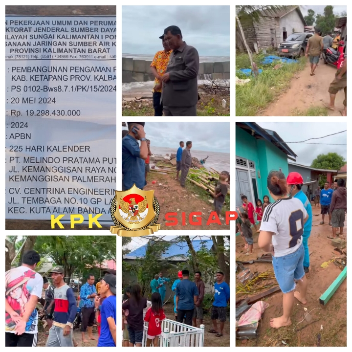 DINAS BWS1 KALBAR  BEKERJA SAMA DENGAN PT MALINDO PRATAMA PUTRA, PROSESI PEMBANGUNAN ABRASI PANTAI SUNGAI TENGAR DIDUGA GAGAL TOTAL