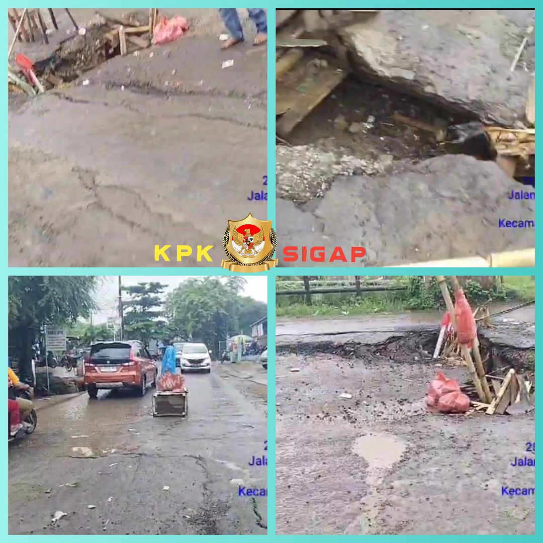 Lubang Besar di Jembatan Jalan Raya Setu Serang Telajung Picu Kekhawatiran Pengguna Jalan Lsm Prabhhu Indonesia Jaya kabupaten Bekasi Desak Perbaikan