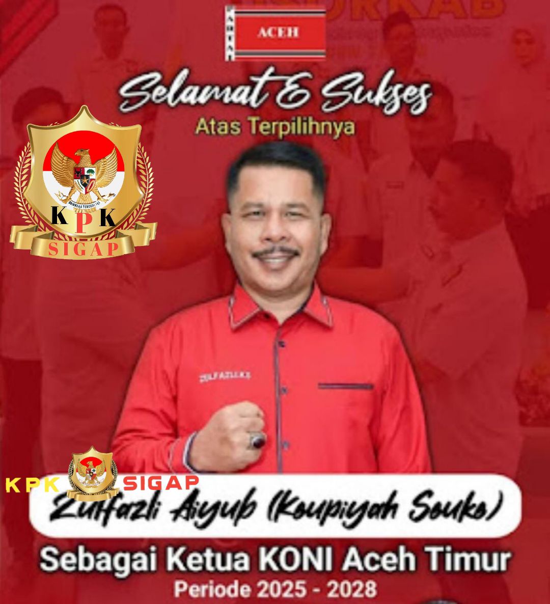 Zulkifli Aiyub Terpilih Sebagai Ketua KONI Aceh Timur. Masa Baktinya Periode-2025-2029