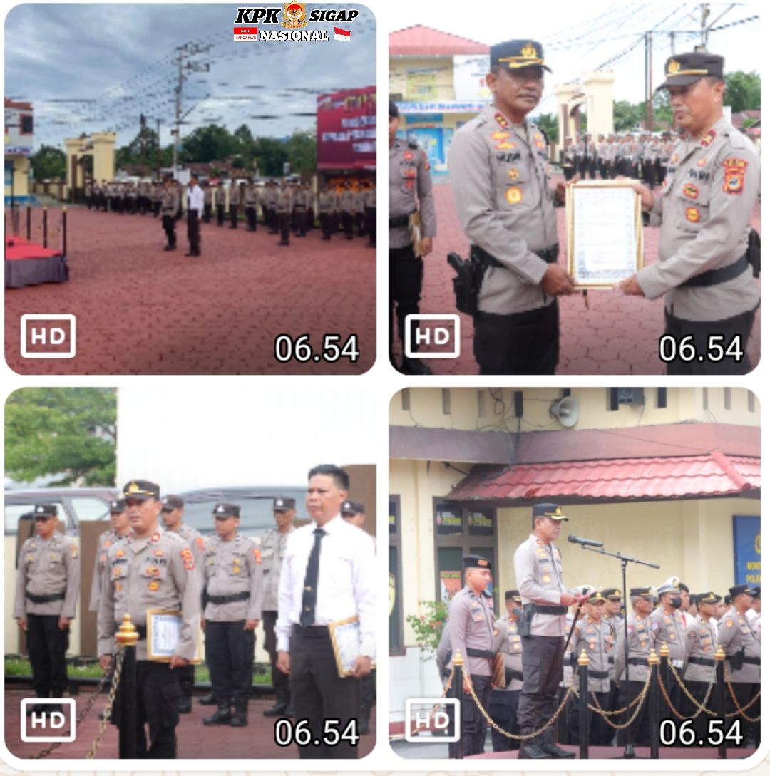 UPACARA PEMBERIAN PENGHARGAAN BAGI PERSONEL YANG BERPRESTASI, HADIAH DARI KAPOLRES UNTUK AIPDA ALEX DAN AIPDA RIFAI USAI BANTU CARI DAN GENDONG WARGA SEKO LUWU UTARA YANG HILANG 11 HARI DI HUTAN