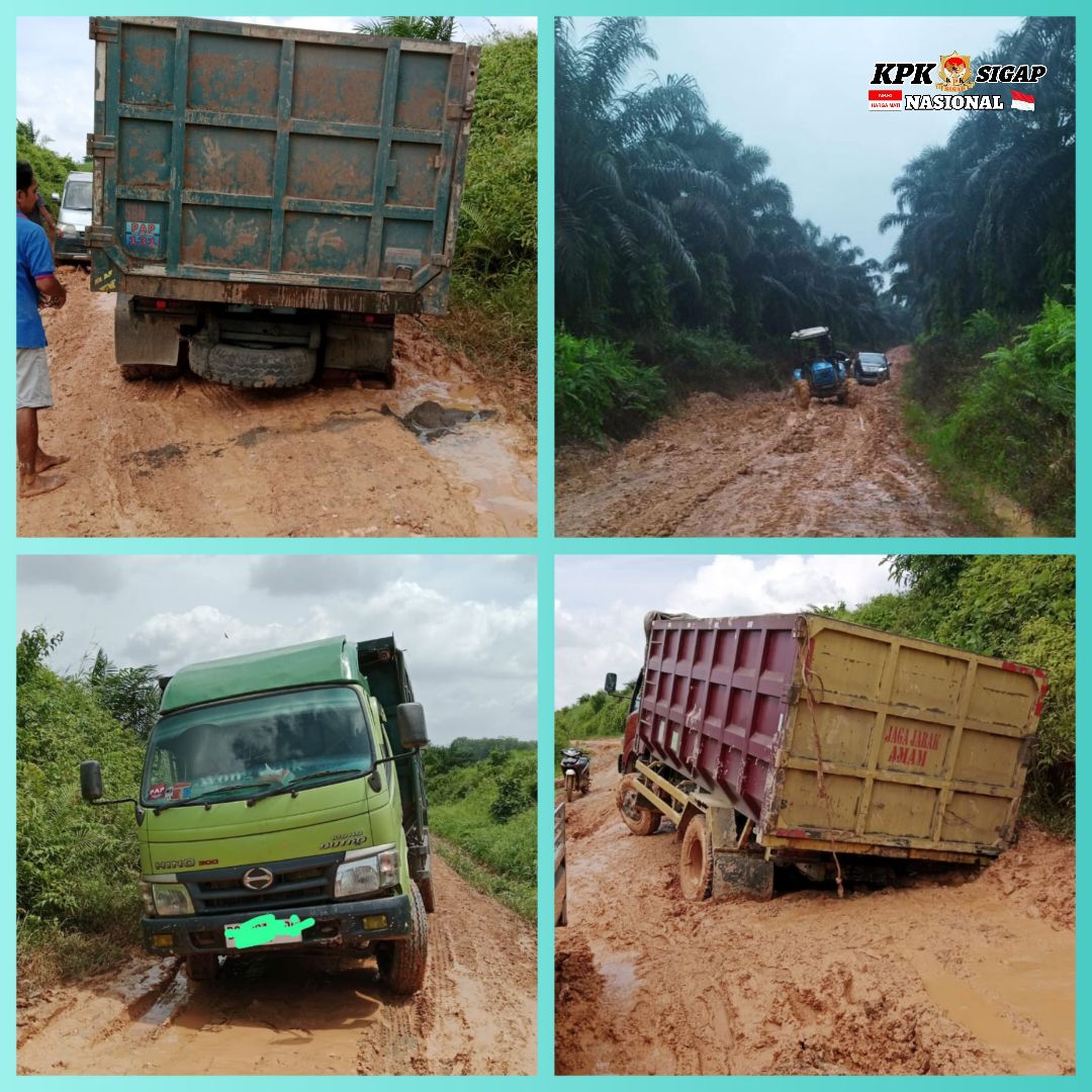 Mobil Angkut Sawit PT.Bss Merusak Jalan Penghubung Dusun Tiga  Desa Tampang Baru Kecamatan Bayung Lincir  Dan     Desa Banjar Jaya Kecamatan Tungkal Jaya Kabupaten Muba