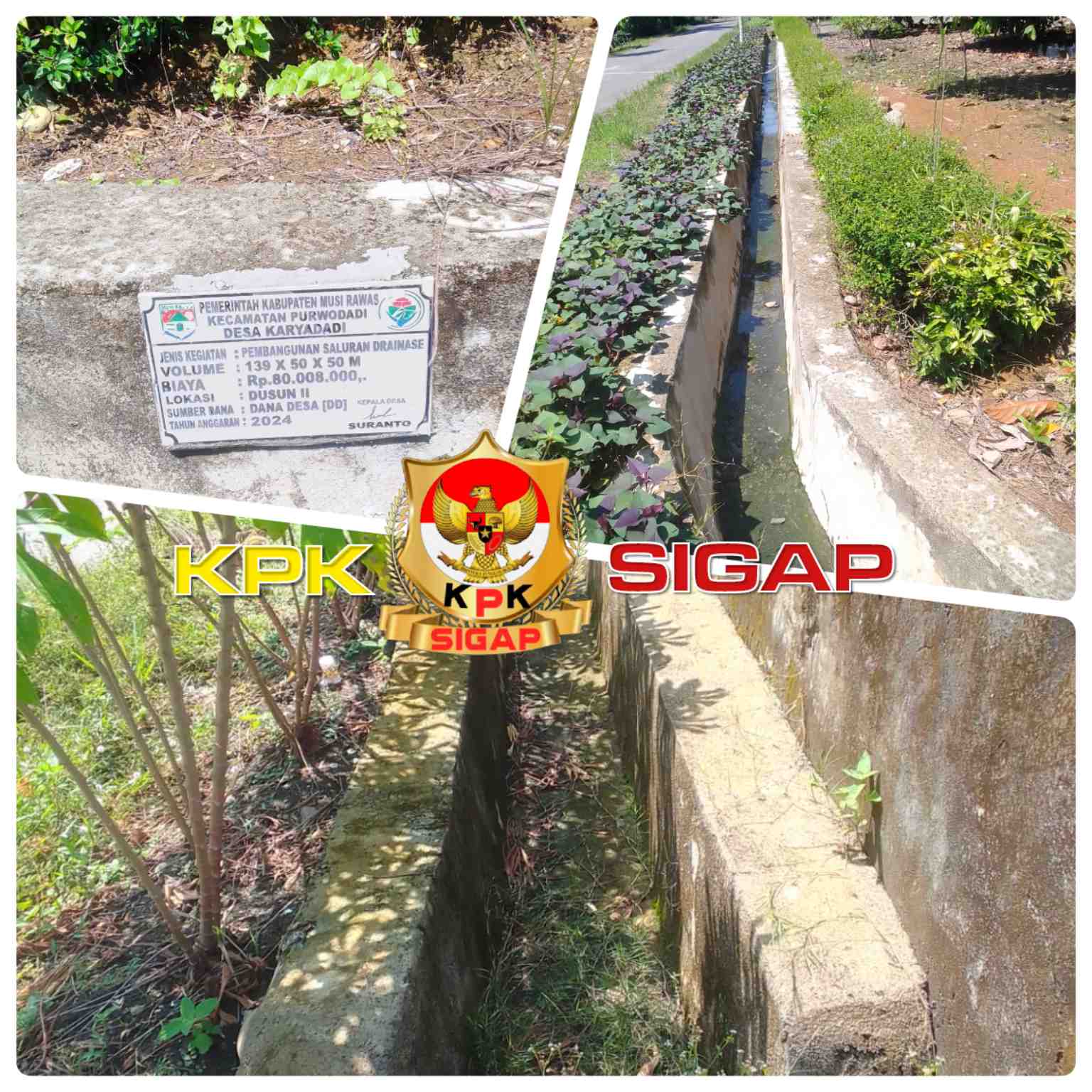 Proyek Drainase Desa Karyadadi diduga Asal Jadi