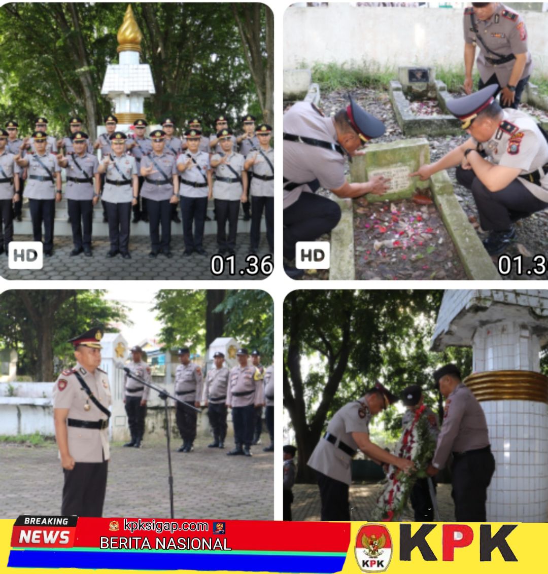 Sambut HUT Bhayangkara ke 79, Polres Langkat Ziarah dan Tabur Bunga di Taman Makam Pahlawan