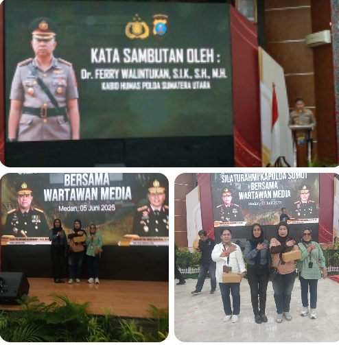Polda Sumatera Utara Jalin Silaturahmi Sebagai Penyejuk Bersama Ratusan Jurnalis di Mako Aula Tribatra Polda Sumut