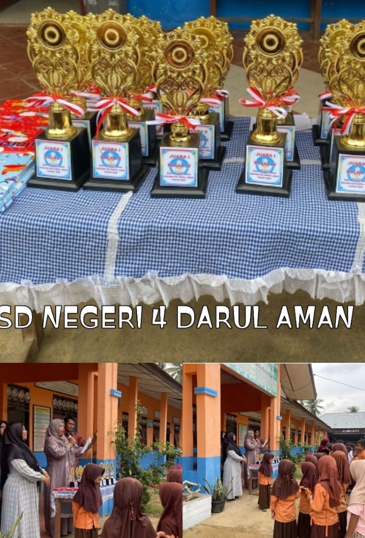 Tingkatkan Semangat Siswa-siswi, SDN 4 Darul Aman Memberi Tropi Penghargaan Bagi Siswa Berprestasi
