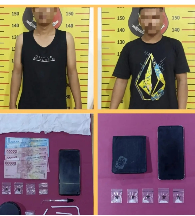 Polsek Samboja Ringkus Dua Pelaku Peredaran Sabu di Teluk Pemedas, Total 2,72 Gram Diamankan