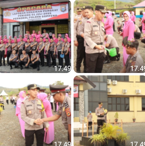 Polres Soppeng Gelar Upacara Kenaikan Pangkat, 19 Personel Naik Satu Tingkat Lebih Tinggi