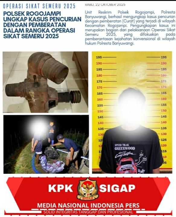 Mesin Petani Jadi Target: Polisi Tangkap Satu dari Empat Pembobol Mesin Pompa Air di Rogojampi