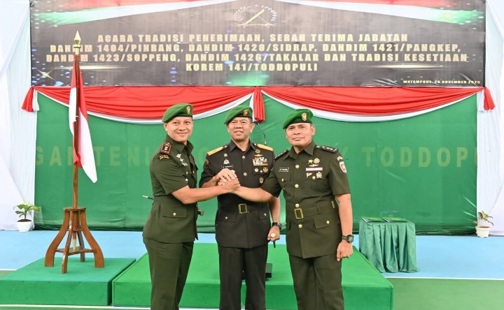 Korem 141/Toddopuli Semarak: Tongkat Komando Dandim 1423/Soppeng Resmi Berganti!