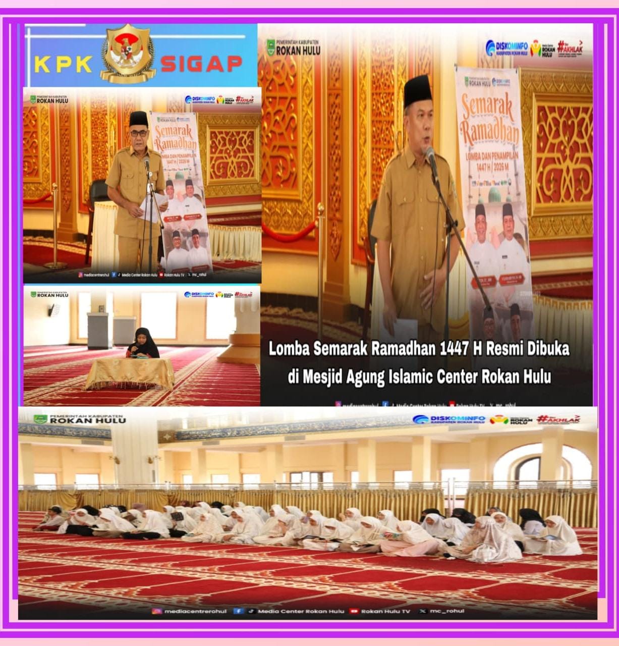 Gelorakan Syiar Islam : Lomba Semarak Ramadhan 1447 H Resmi Dibuka di Masjid Agung Islamic Center Rokan Hulu