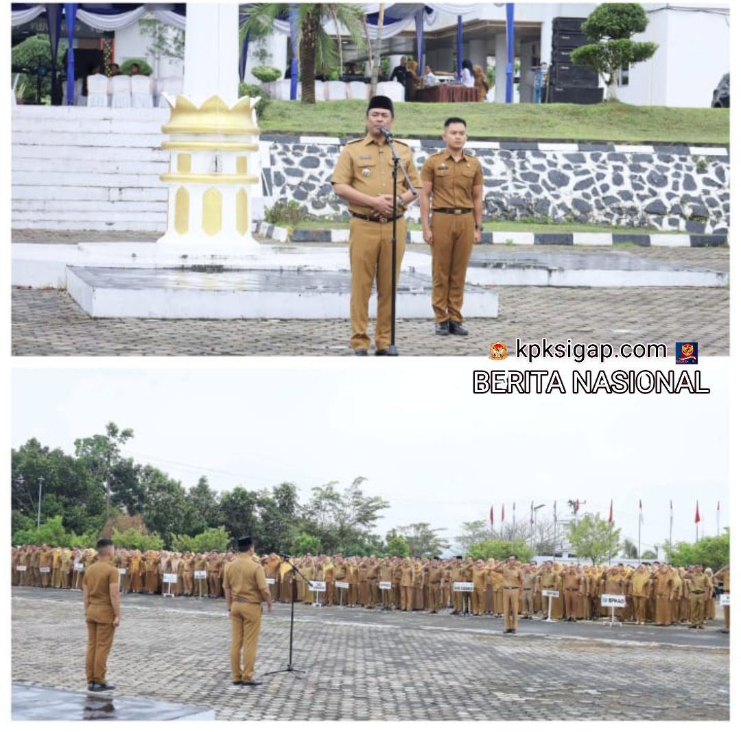 BUPATI ABUSAMA, SH., JADI PEMBINA APEL GABUNGAN PEMKAB OKU SELATAN YANG DILANJUTKAN DENGAN KEGIATAN HALAL BIHALAL