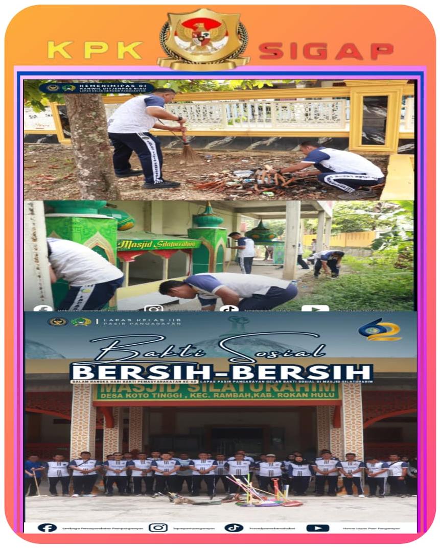 Dalam Rangka Hari Bakti Pemasyarakatan ke-62, Lapas Pasir Pangarayan Gelar Bakti Sosial di Masjid Silaturahim