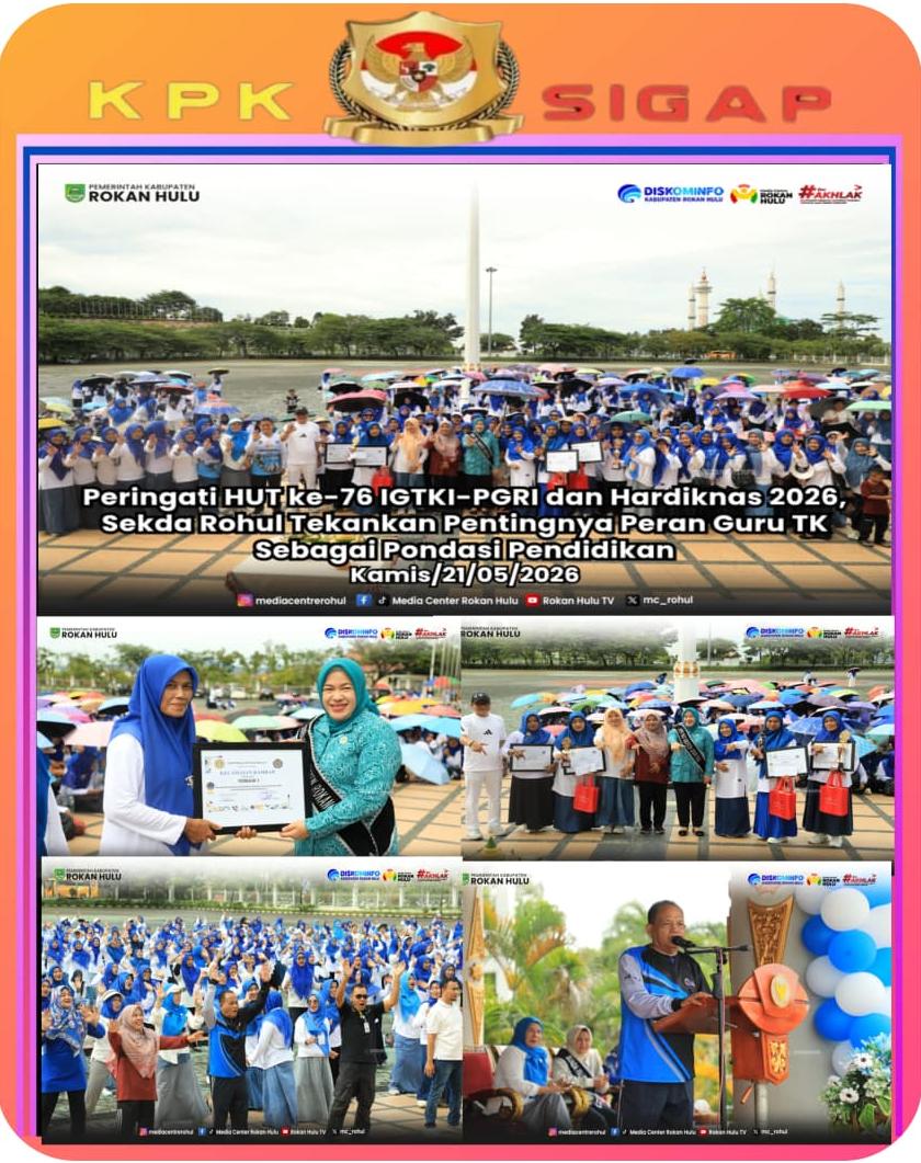 Peringati HUT ke-76 IGTKI-PGRI dan Hardiknas 2026, Sekda Rohul Tekankan Pentingnya Peran Guru TK Sebagai Pondasi Pendidikan