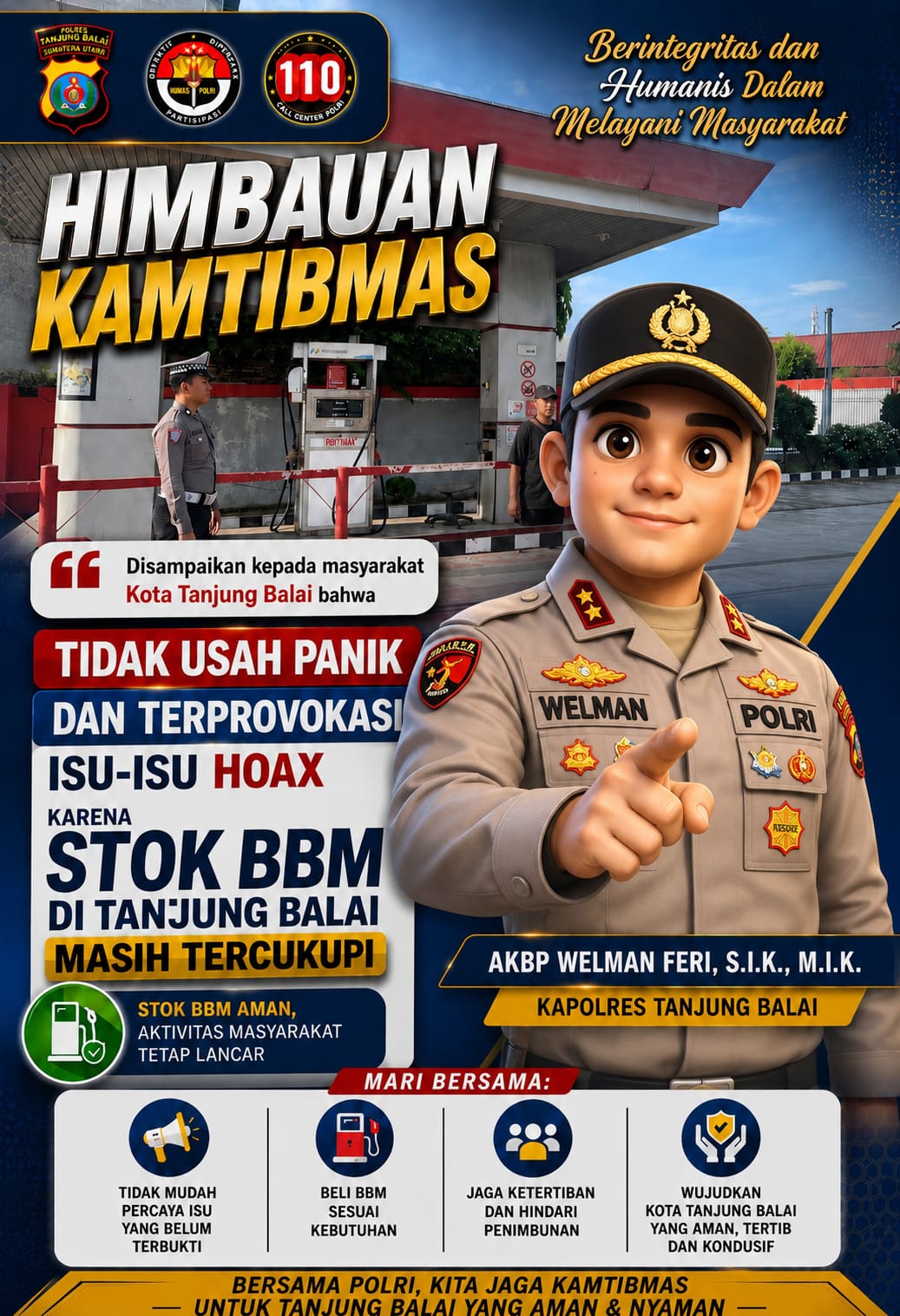 Pastikan Distribusi BBM Lancar, Polres Tanjung Balai Siagakan Personel di Sejumlah SPBU