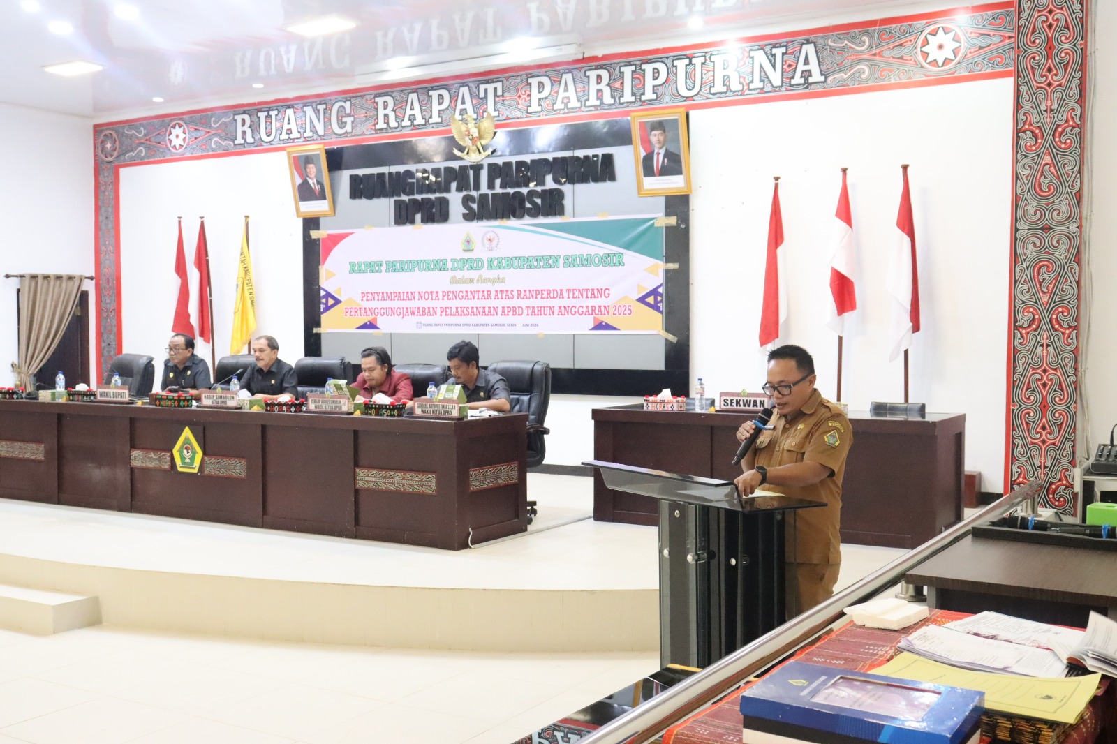 Wakil Bupati Samosir Sampaikan Nota Pengantar Ranperda Pertanggungjawaban Pelaksanaan APBD Tahun Anggaran 2025